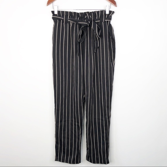 striped pants with tie